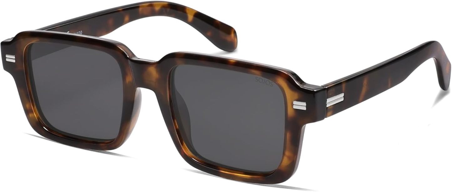 SOthtJOS Trendy Square Polarized Sunglasses for Women, 70s 80s Retro Rectangle Shades SJ2345