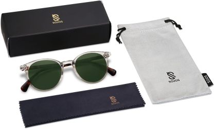 SOthtJOS Small Round Classic Polarized Sunglasses for Women Men Vintage Style UV400 Lens SJ2113