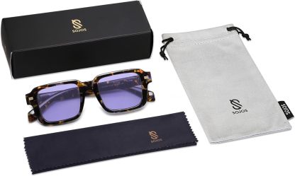 SOthtJOS Trendy Square Polarized Sunglasses for Women, 70s 80s Retro Rectangle Shades SJ2345