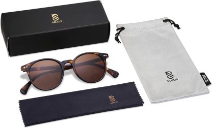 SOthtJOS Small Round Classic Polarized Sunglasses for Women Men Vintage Style UV400 Lens SJ2113