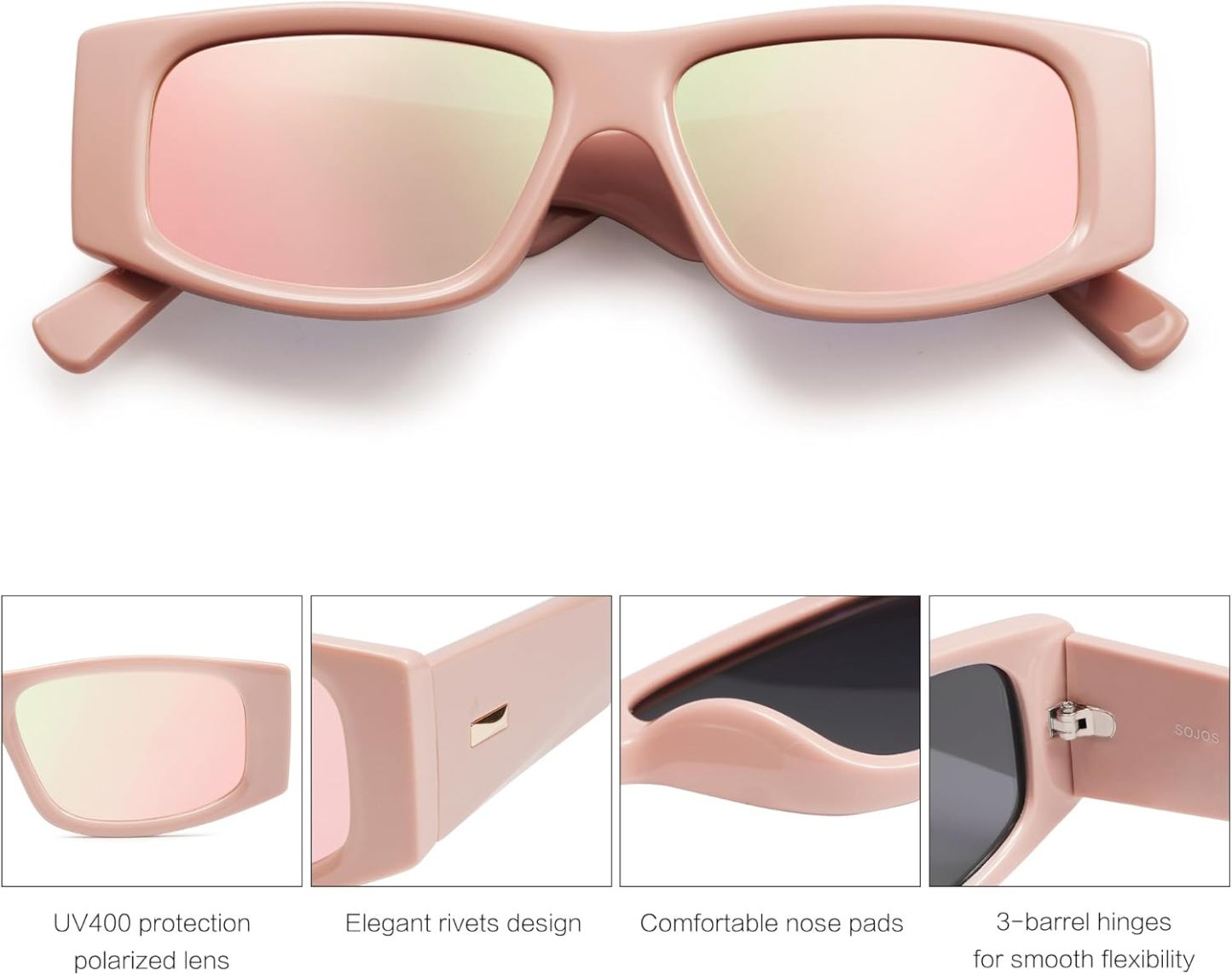 SOthtJOS Trendy Y2K Rectangle Polarized Sunglasses for Women Men Fashion Designer Rave Sunglasses SJ2228