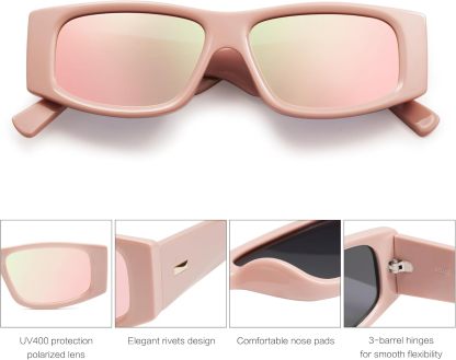 SOthtJOS Trendy Y2K Rectangle Polarized Sunglasses for Women Men Fashion Designer Rave Sunglasses SJ2228