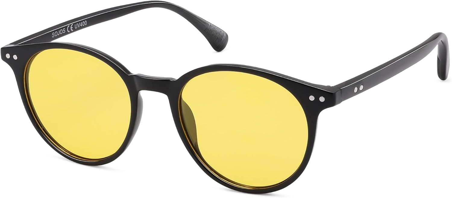 SOthtJOS Small Round Classic Polarized Sunglasses for Women Men Vintage Style UV400 Lens SJ2113