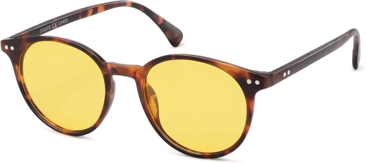 SOthtJOS Small Round Classic Polarized Sunglasses for Women Men Vintage Style UV400 Lens SJ2113