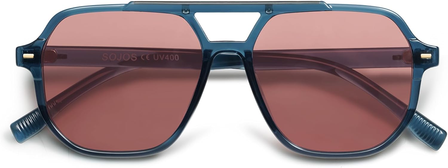 SOthtJOS Retro Trendy Aviator Polarized Sunglasses Men Women Vintage 70s Square Stylish Frame Sun Glasses SJ2283