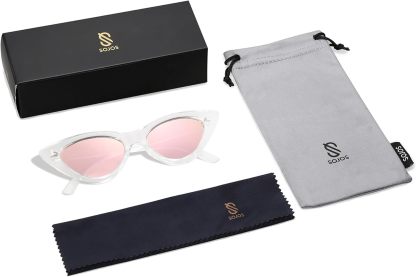 SOthtJOS Retro Vintage Narrow Cat Eye Sunglasses for Women Clout Goggles Plastic Frame SJ2044