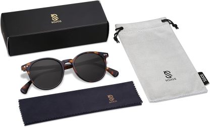 SOthtJOS Small Round Classic Polarized Sunglasses for Women Men Vintage Style UV400 Lens SJ2113