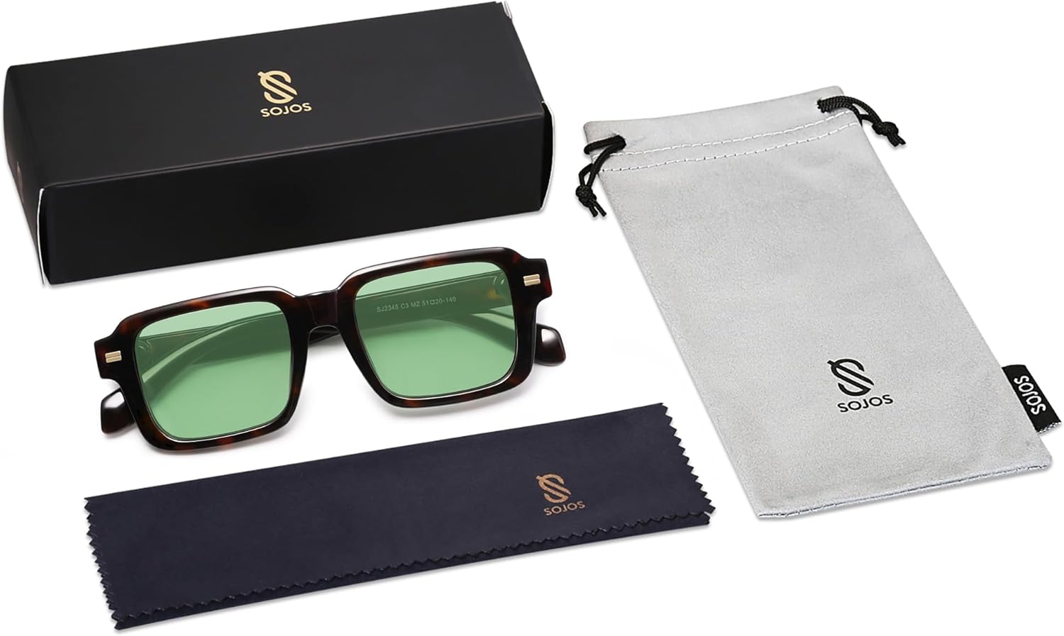 SOthtJOS Trendy Square Polarized Sunglasses for Women, 70s 80s Retro Rectangle Shades SJ2345