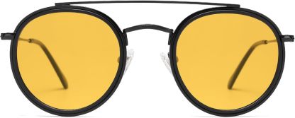 SOthtJOS Retro Vintage Round Polarized Sunglasses for Women Men Small Double Bridge Circle Sunnies SJ1104