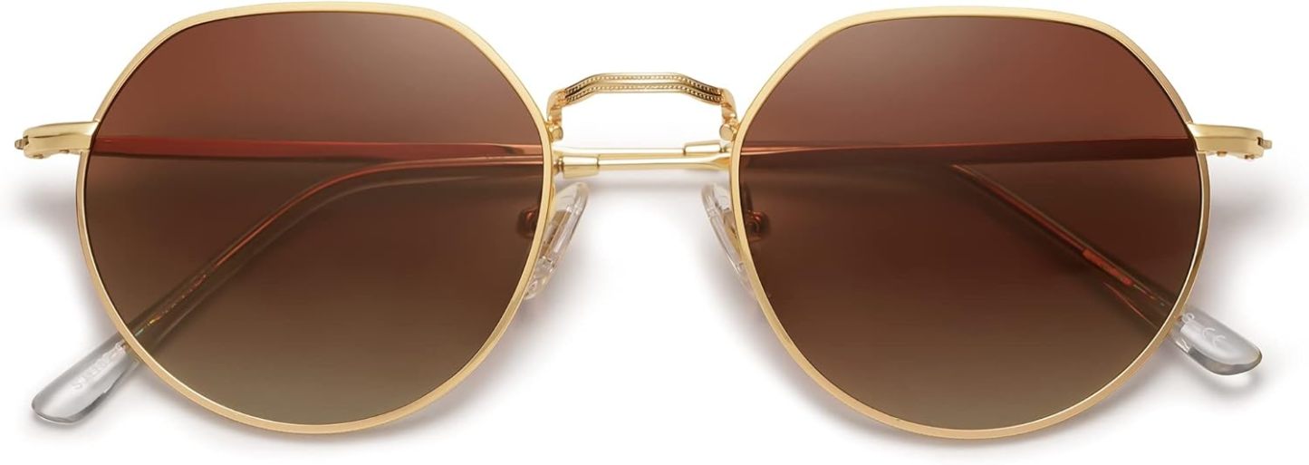 SOthtJOS Round Polygon Polarized Sunglasses for Women Men Retro Classic Vintage Panto Shades SJ1157