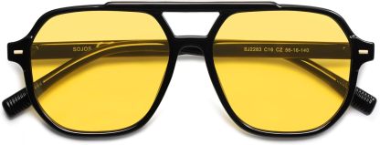 SOthtJOS Retro Trendy Aviator Polarized Sunglasses Men Women Vintage 70s Square Stylish Frame Sun Glasses SJ2283