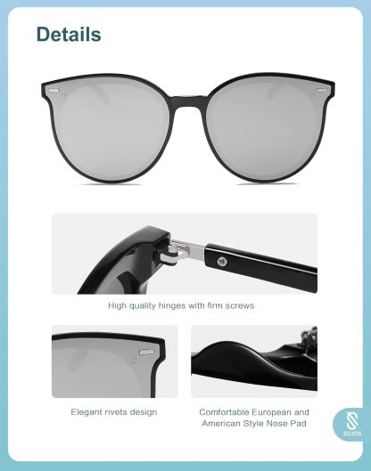 SOthtJOS Sunglasses Womens Trendy 2025 Classic Round Retro Vintage Shades Large Frame Sunnies SJ2067