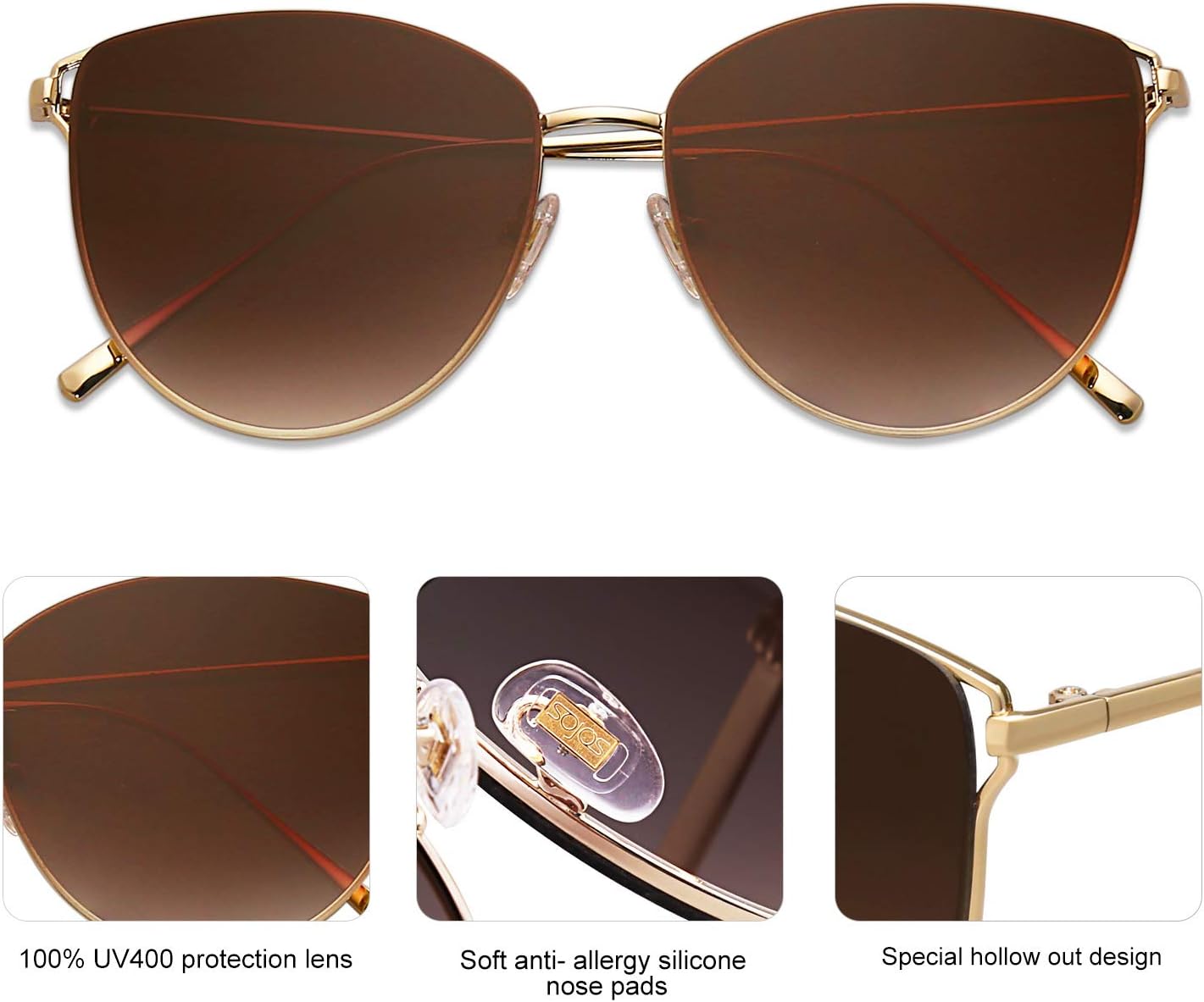 SOthtJOS Mirrored Flat Lens Fashion Sunglasses for Women SJ1085