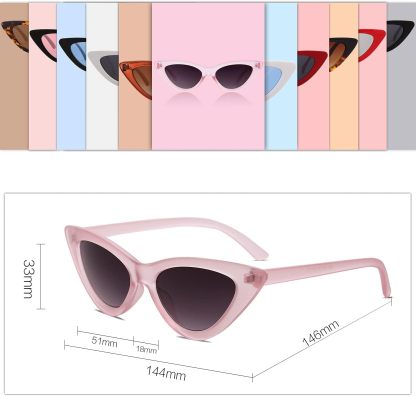 SOthtJOS Retro Vintage Narrow Cat Eye Sunglasses for Women Clout Goggles Plastic Frame SJ2044