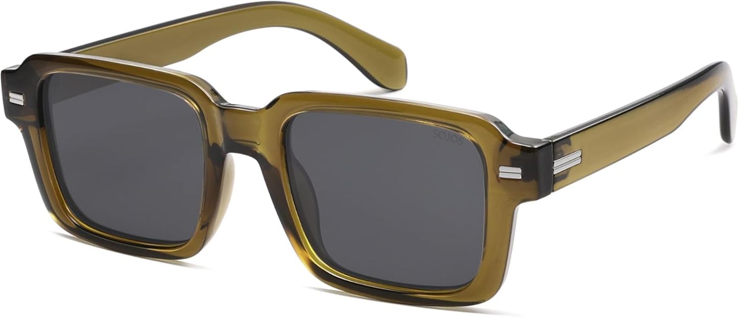 SOthtJOS Trendy Square Polarized Sunglasses for Women, 70s 80s Retro Rectangle Shades SJ2345