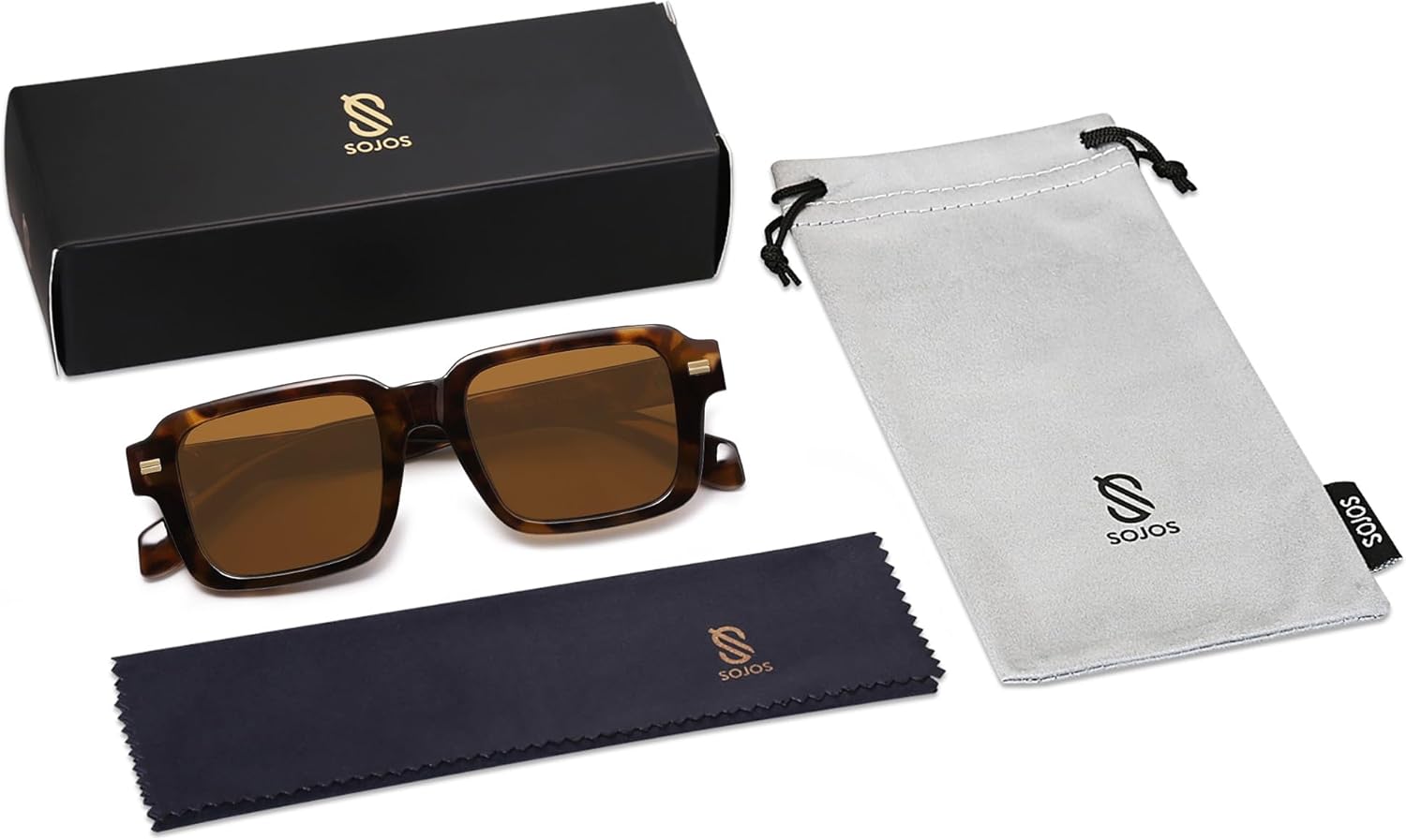 SOthtJOS Trendy Square Polarized Sunglasses for Women, 70s 80s Retro Rectangle Shades SJ2345