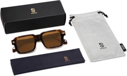 SOthtJOS Trendy Square Polarized Sunglasses for Women, 70s 80s Retro Rectangle Shades SJ2345