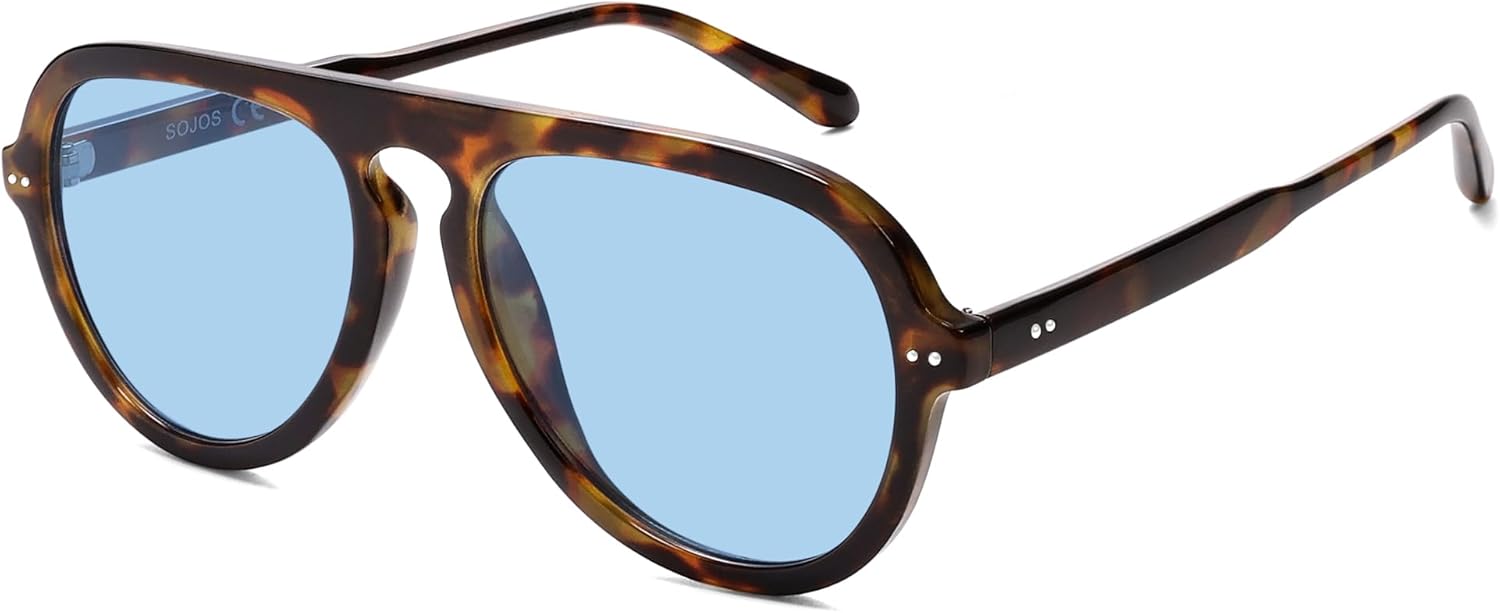 SOthtJOS Retro Aviator Sunglasses Womens Mens Vintage Plastic Frame Shades Lentes De Sol Para Mujer SJ2255