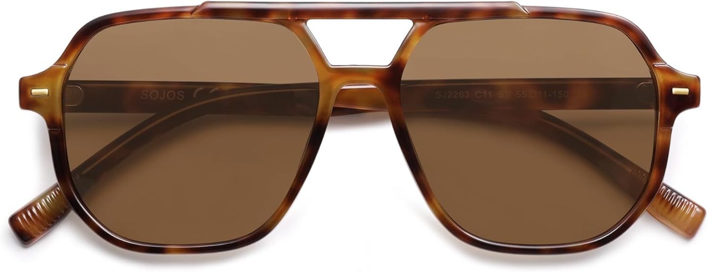SOthtJOS Retro Trendy Aviator Polarized Sunglasses Men Women Vintage 70s Square Stylish Frame Sun Glasses SJ2283