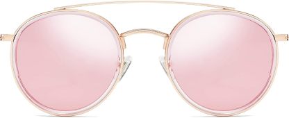 SOthtJOS Retro Vintage Round Polarized Sunglasses for Women Men Small Double Bridge Circle Sunnies SJ1104