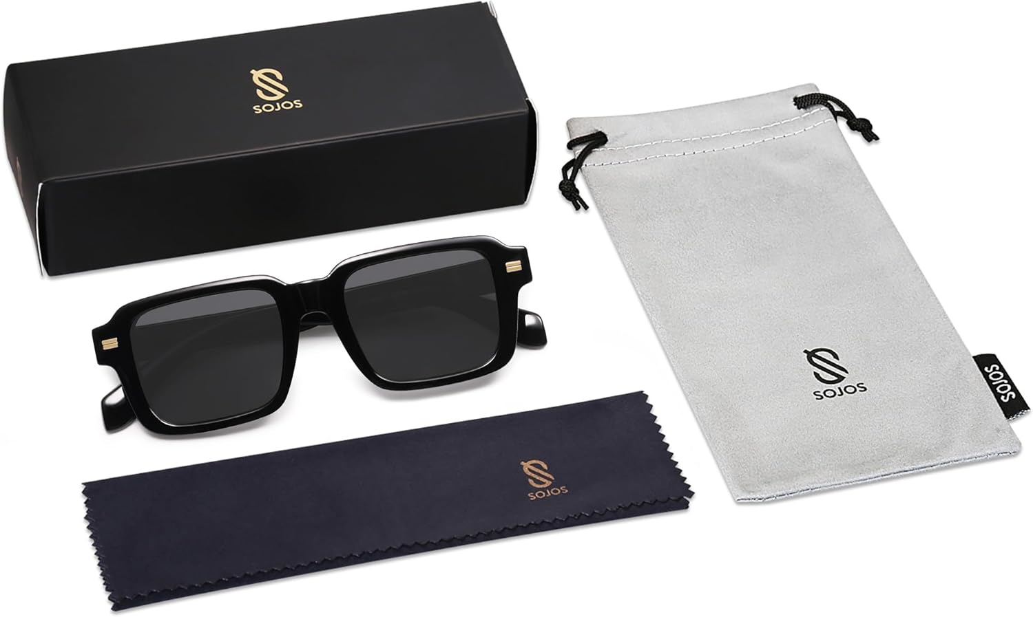 SOthtJOS Trendy Square Polarized Sunglasses for Women, 70s 80s Retro Rectangle Shades SJ2345