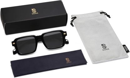 SOthtJOS Trendy Square Polarized Sunglasses for Women, 70s 80s Retro Rectangle Shades SJ2345