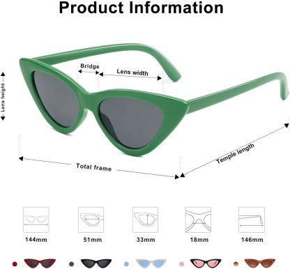 SOthtJOS Retro Vintage Narrow Cat Eye Sunglasses for Women Clout Goggles Plastic Frame SJ2044