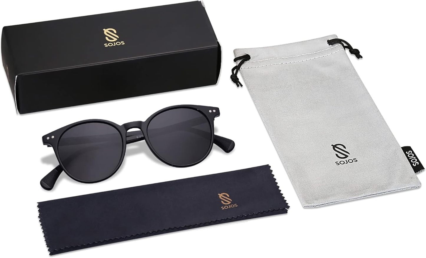 SOthtJOS Small Round Classic Polarized Sunglasses for Women Men Vintage Style UV400 Lens SJ2113