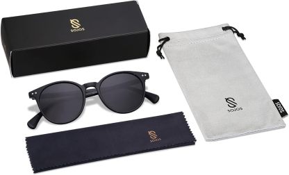 SOthtJOS Small Round Classic Polarized Sunglasses for Women Men Vintage Style UV400 Lens SJ2113