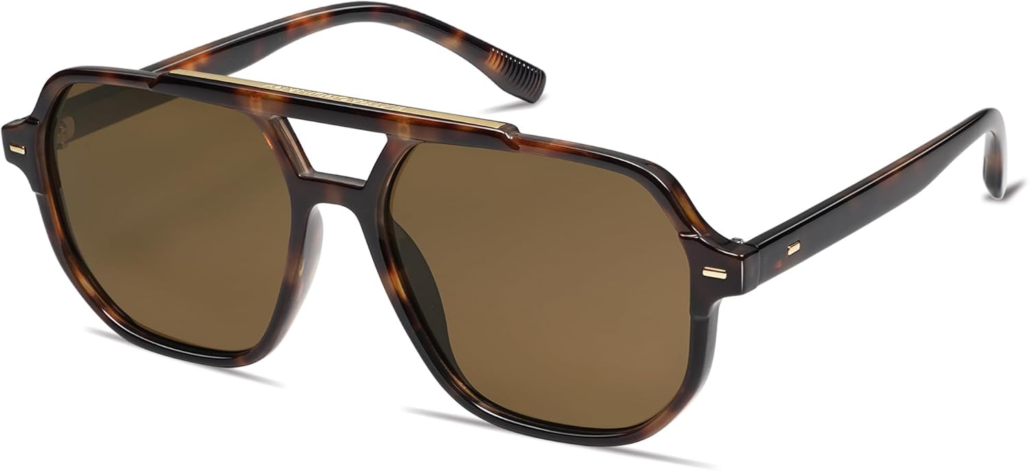 SOthtJOS Retro Trendy Aviator Polarized Sunglasses Men Women Vintage 70s Square Stylish Frame Sun Glasses SJ2283