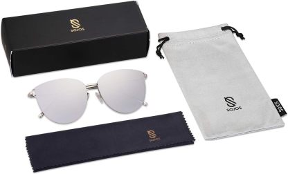 SOthtJOS Mirrored Flat Lens Fashion Sunglasses for Women SJ1085