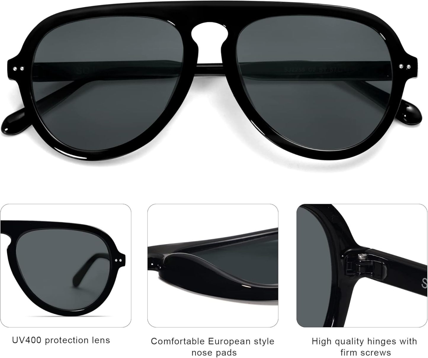 SOthtJOS Retro Aviator Sunglasses Womens Mens Vintage Plastic Frame Shades Lentes De Sol Para Mujer SJ2255