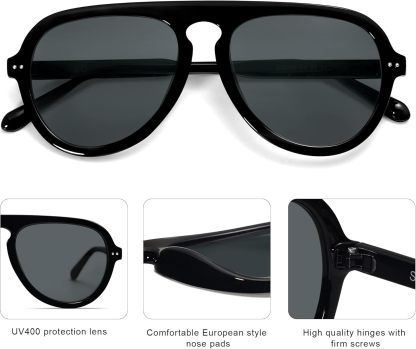 SOthtJOS Retro Aviator Sunglasses Womens Mens Vintage Plastic Frame Shades Lentes De Sol Para Mujer SJ2255