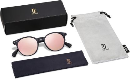 SOthtJOS Small Round Classic Polarized Sunglasses for Women Men Vintage Style UV400 Lens SJ2113