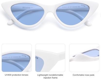SOthtJOS Retro Vintage Narrow Cat Eye Sunglasses for Women Clout Goggles Plastic Frame SJ2044
