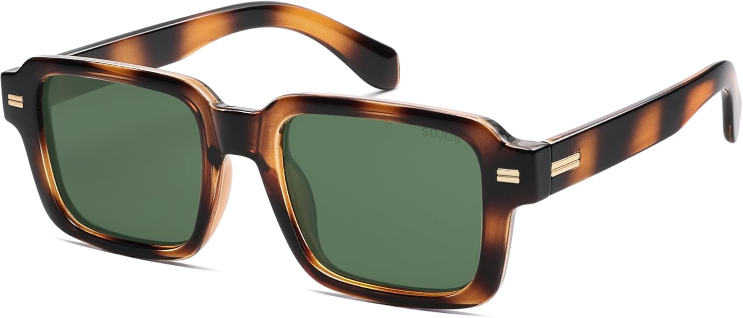 SOthtJOS Trendy Square Polarized Sunglasses for Women, 70s 80s Retro Rectangle Shades SJ2345