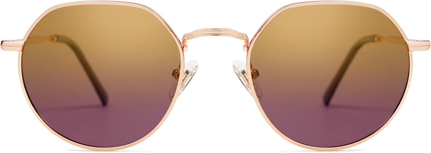SOthtJOS Round Polygon Polarized Sunglasses for Women Men Retro Classic Vintage Panto Shades SJ1157