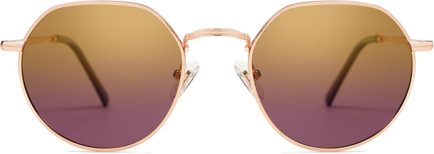 SOthtJOS Round Polygon Polarized Sunglasses for Women Men Retro Classic Vintage Panto Shades SJ1157
