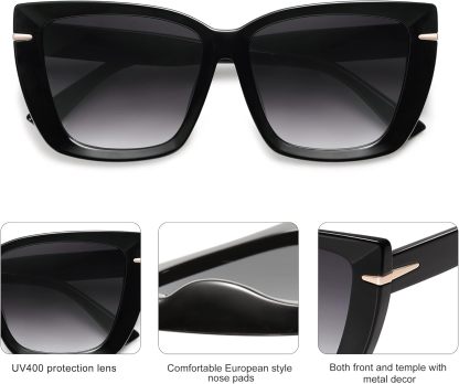 SOthtJOS Trendy Large Oversized Cat Eye Sunglasses for Women 70s UV400 Designer Shades SJ2231
