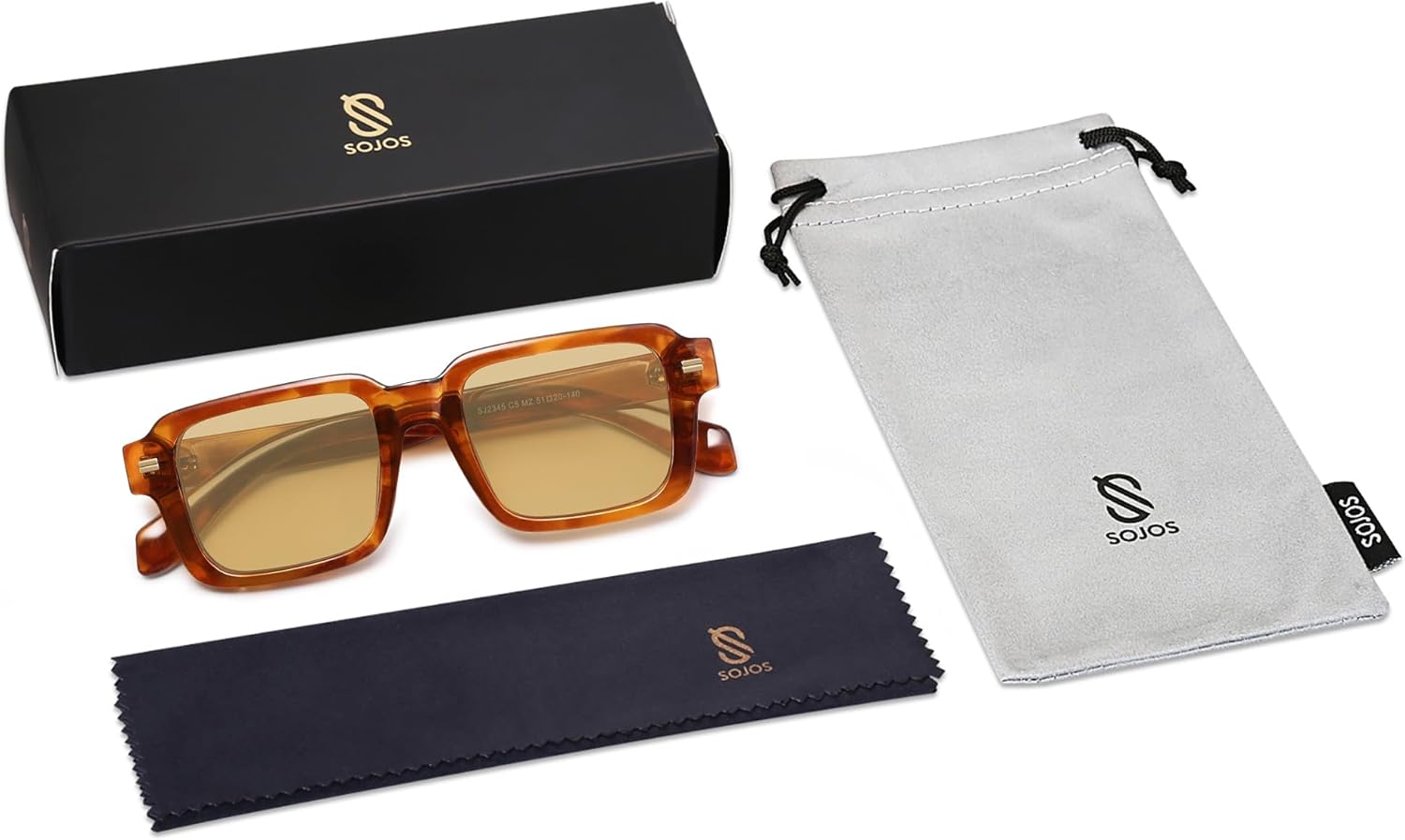 SOthtJOS Trendy Square Polarized Sunglasses for Women, 70s 80s Retro Rectangle Shades SJ2345