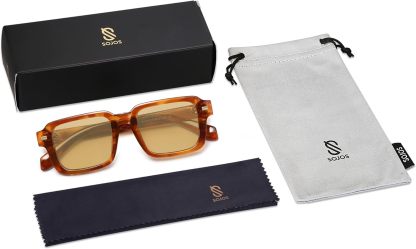 SOthtJOS Trendy Square Polarized Sunglasses for Women, 70s 80s Retro Rectangle Shades SJ2345