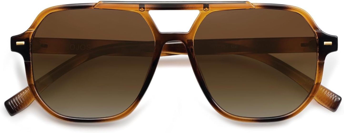 SOthtJOS Retro Trendy Aviator Polarized Sunglasses Men Women Vintage 70s Square Stylish Frame Sun Glasses SJ2283