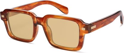 SOthtJOS Trendy Square Polarized Sunglasses for Women, 70s 80s Retro Rectangle Shades SJ2345