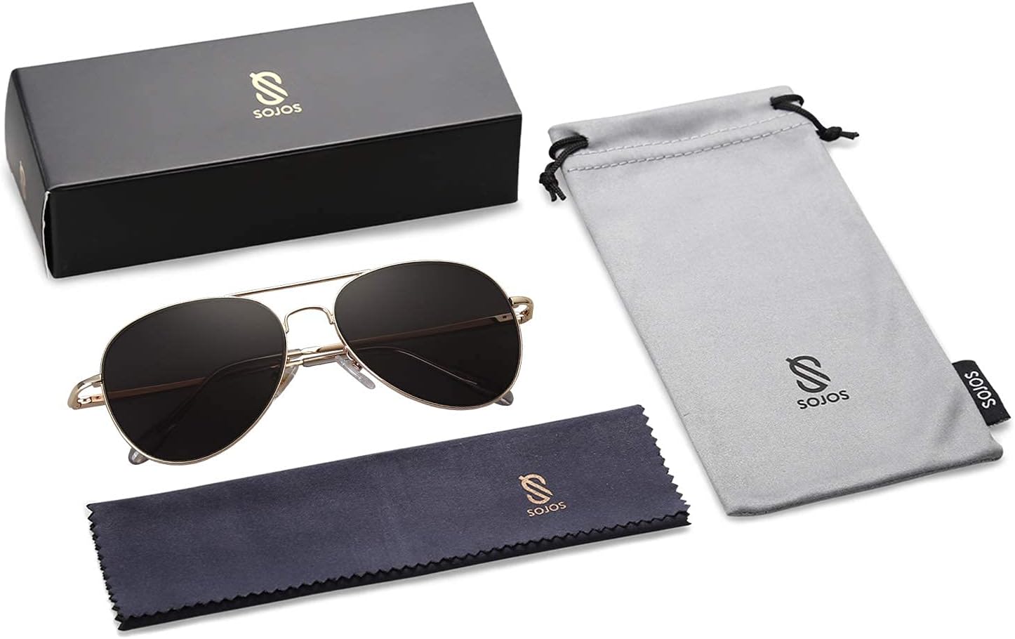 SOthtJOS Classic Aviator Sunglasses for Women Men Metal Spring Hinges SJ1030