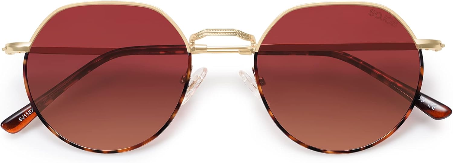 SOthtJOS Round Polygon Polarized Sunglasses for Women Men Retro Classic Vintage Panto Shades SJ1157