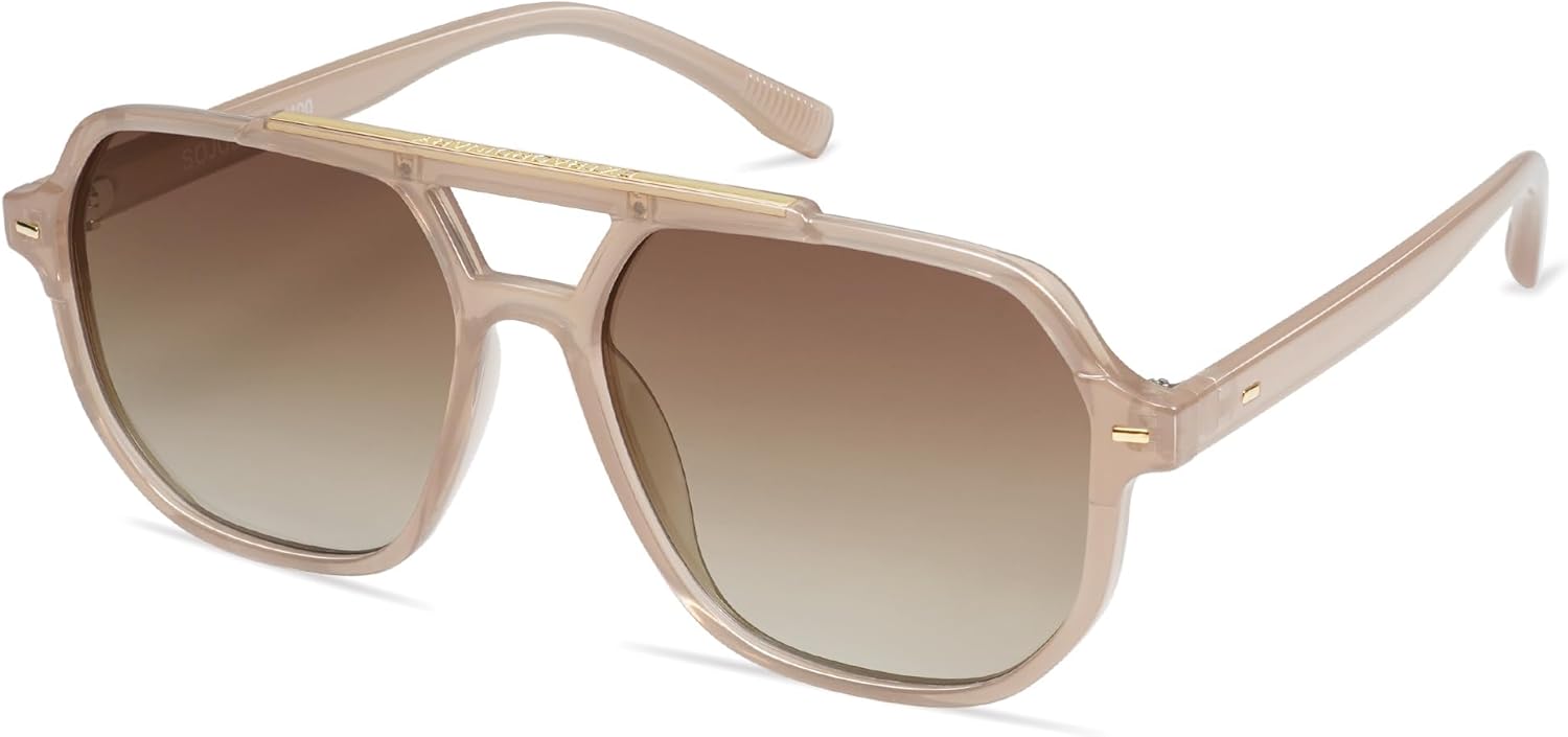 SOthtJOS Retro Trendy Aviator Polarized Sunglasses Men Women Vintage 70s Square Stylish Frame Sun Glasses SJ2283