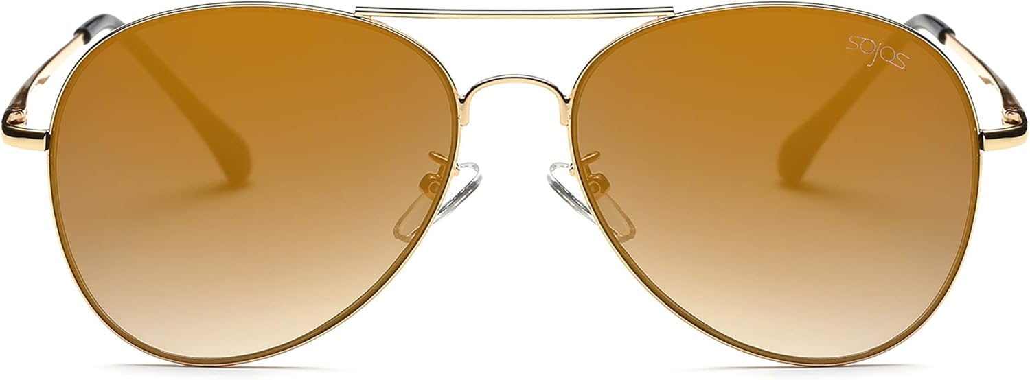 SOthtJOS Classic Aviator Sunglasses for Women Men Metal Spring Hinges SJ1030