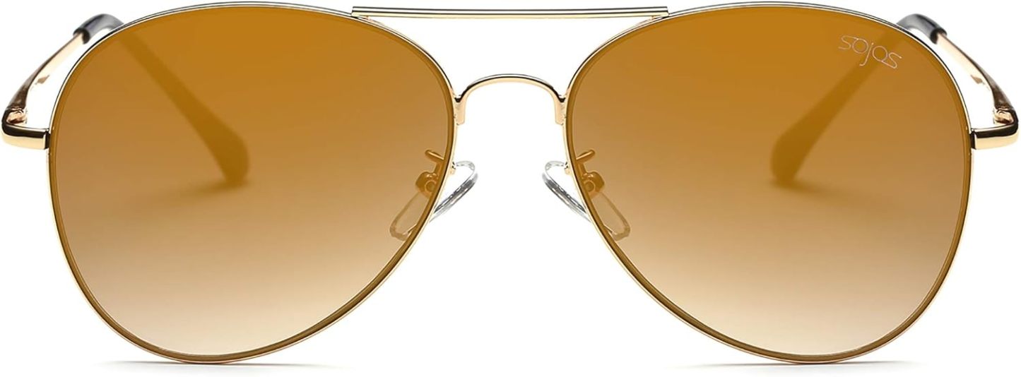SOthtJOS Classic Aviator Sunglasses for Women Men Metal Spring Hinges SJ1030
