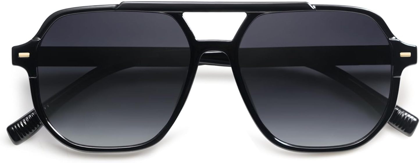 SOthtJOS Retro Trendy Aviator Polarized Sunglasses Men Women Vintage 70s Square Stylish Frame Sun Glasses SJ2283