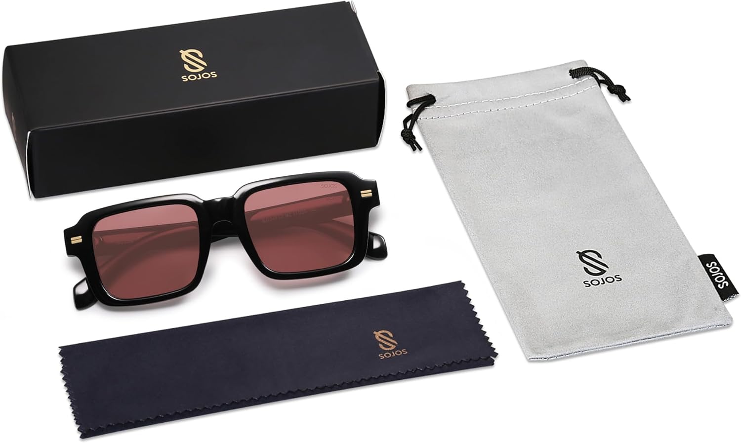 SOthtJOS Trendy Square Polarized Sunglasses for Women, 70s 80s Retro Rectangle Shades SJ2345